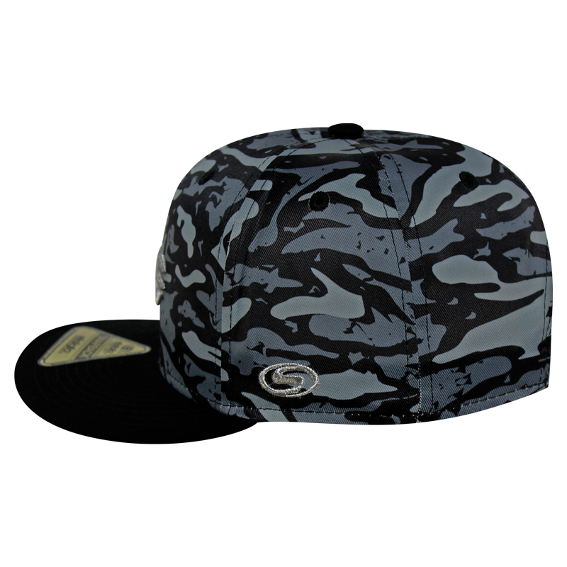 Gorra MS - Snapback Camo Negro Logo Plata