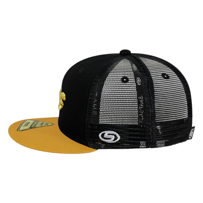 Gorra MS - Snapback Negro Malla Visera Amarilla